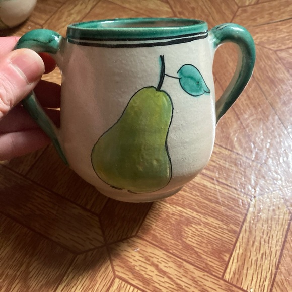 VTG Puente Arzobispo ACB SIGNED Pitcher 
Teacups Pears Jar Ceramic Pottery Set - Picture 10 of 12